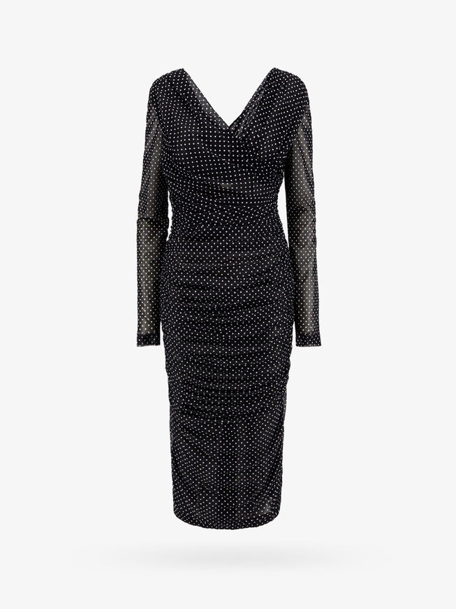 Dolce & Gabbana Polka-Dots Dress With Drapery Nero