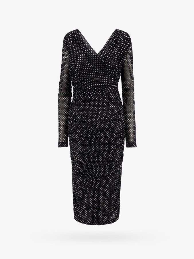 Dolce & Gabbana Polka-Dots Dress With Drapery Nero