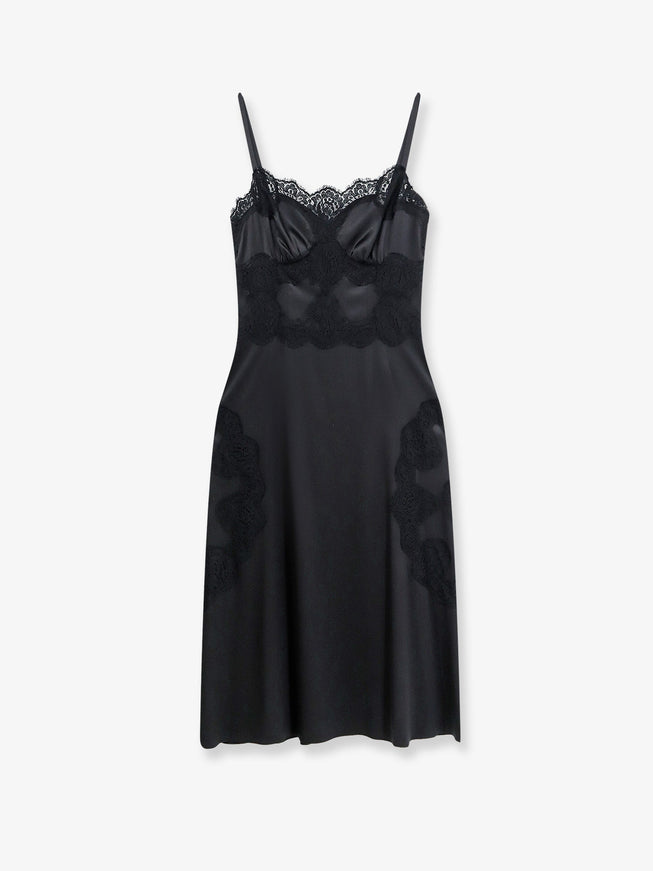 Dolce & Gabbana Slip Dress With Lace Details Nero