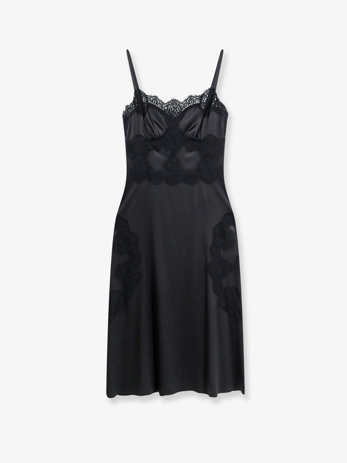 Dolce & Gabbana Slip Dress With Lace Details Nero