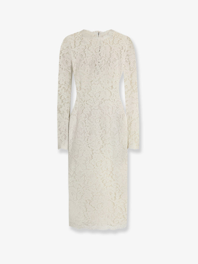 Dolce & Gabbana Cordonet Lace Dress 44 Bianco