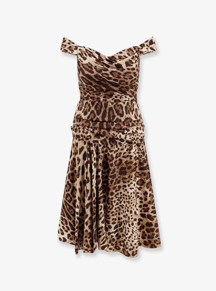 Dolce & Gabbana Long Silk Dress With Animal Print 40 Leopardato