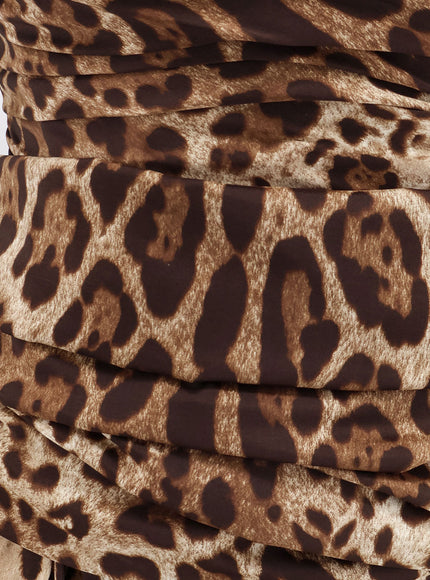 Dolce & Gabbana Long Silk Dress With Animal Print
