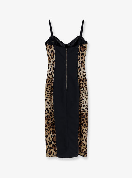 Dolce & Gabbana Stretch Fabric Long Dress With Animal Print