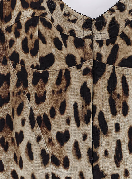 Dolce & Gabbana Stretch Fabric Long Dress With Animal Print