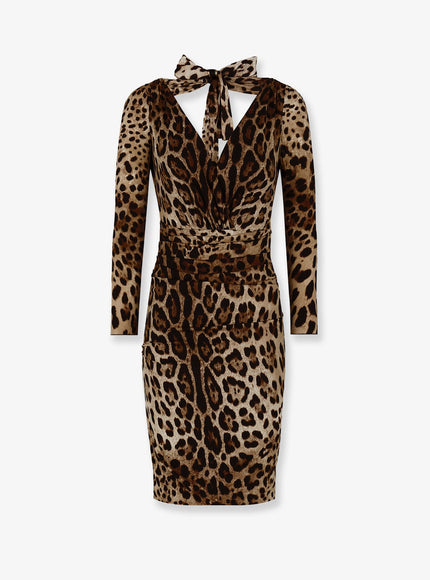 Dolce & Gabbana Leopard Print Short Charmeuse Dress 48 Leopardato