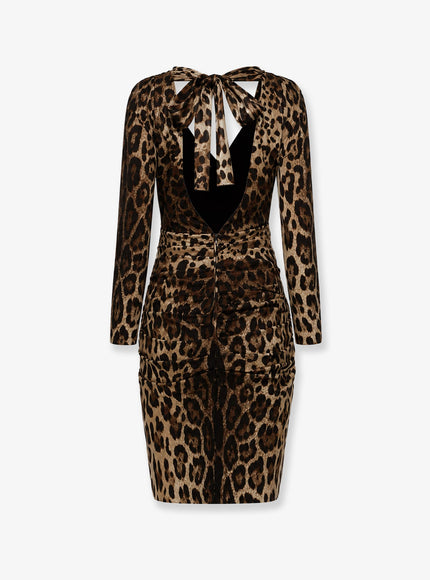 Dolce & Gabbana Leopard Print Short Charmeuse Dress