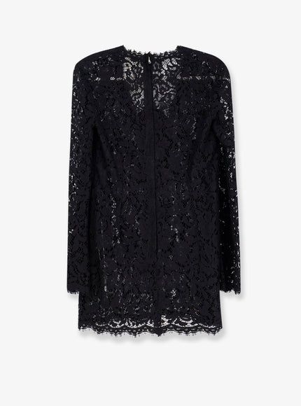 Dolce & Gabbana Lace Dress With Front Flower Detail