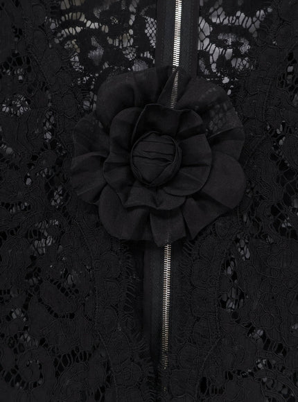 Dolce & Gabbana Lace Dress With Front Flower Detail