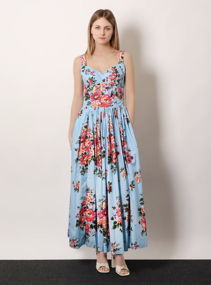 Dolce & Gabbana Cotton Dress With Bouquet Flowers Print