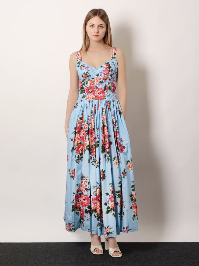 Dolce & Gabbana Cotton Dress With Bouquet Flowers Print