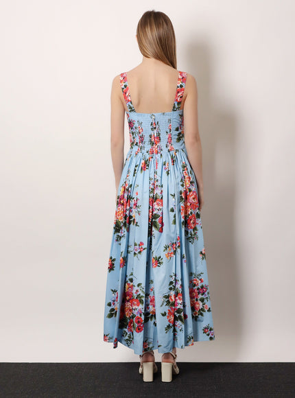 Dolce & Gabbana Cotton Dress With Bouquet Flowers Print