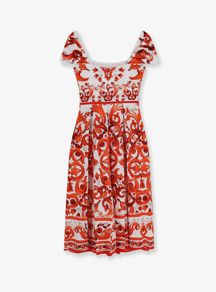 Dolce & Gabbana Cotton Long Dress With Maiolica Print