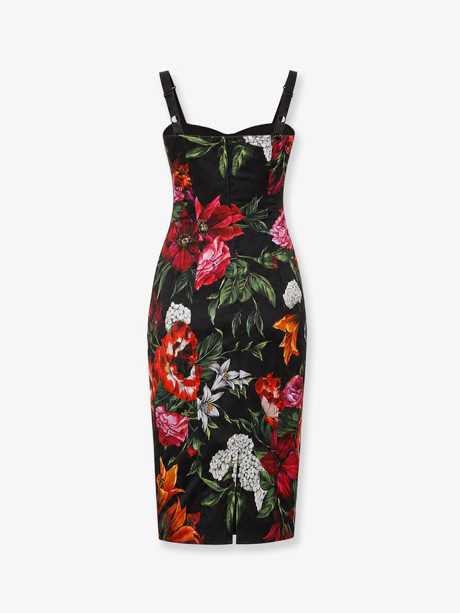 Dolce & Gabbana Satin Dress With Floral Print