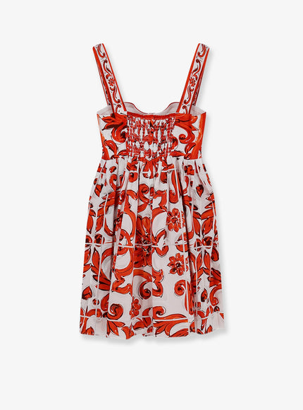 Dolce & Gabbana Cotton Dress With Maiolica Print