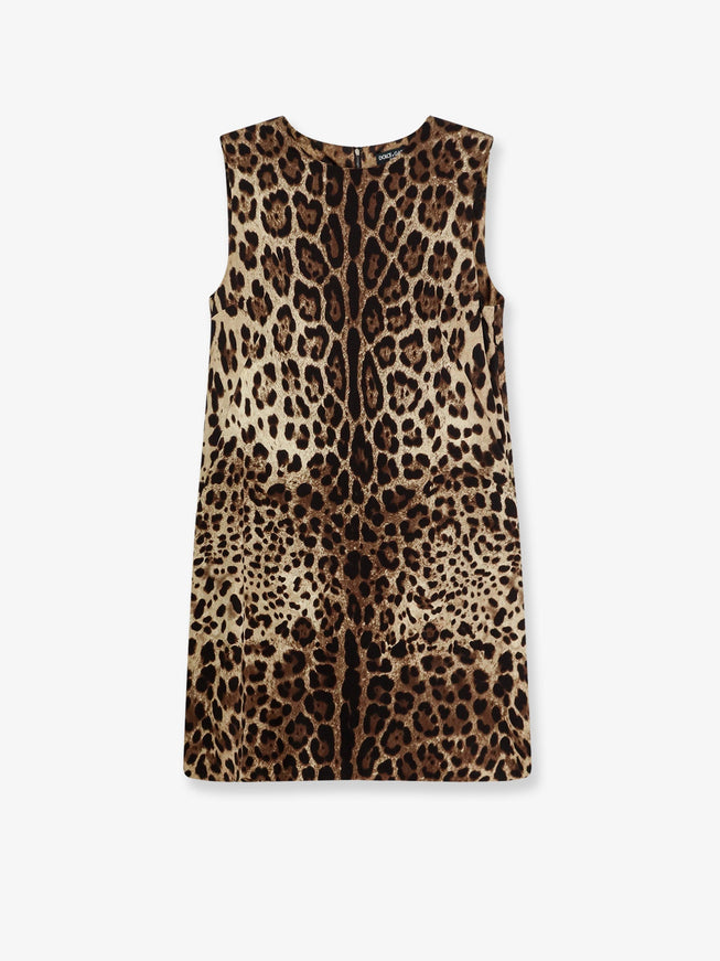 Dolce & Gabbana Stretch Silk Dress With Leopard Print 46 Leopardato