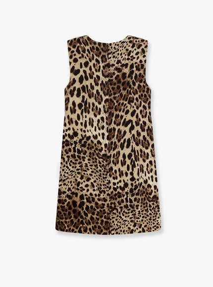Dolce & Gabbana Stretch Silk Dress With Leopard Print