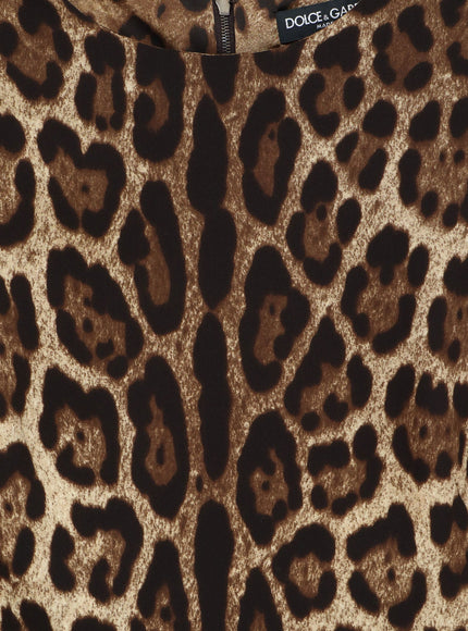 Dolce & Gabbana Stretch Silk Dress With Leopard Print
