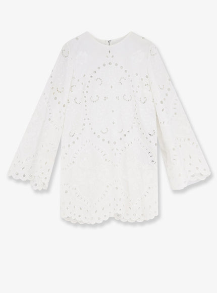 Dolce & Gabbana Mini Cotton Dress With Embroidery 40 Bianco