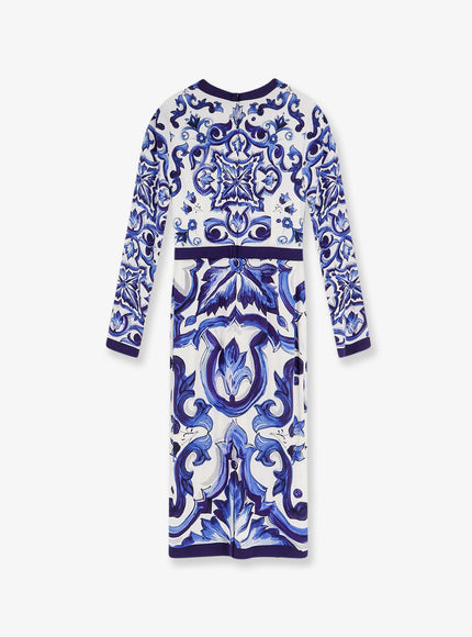 Dolce & Gabbana Silk Blend Dress With Maiolica Print