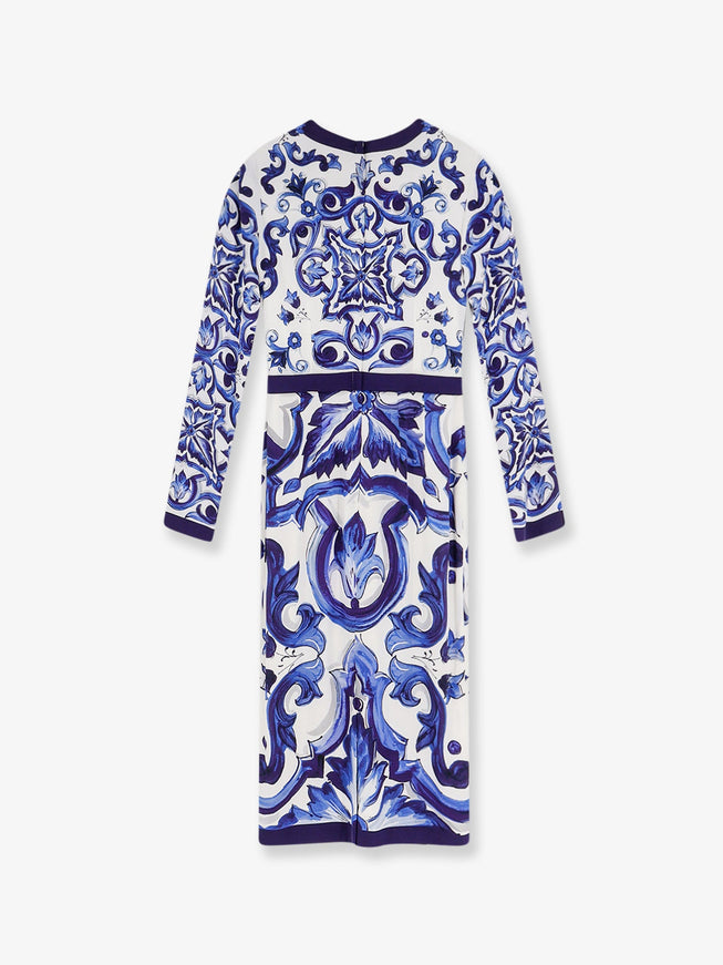 Dolce & Gabbana Silk Blend Dress With Maiolica Print