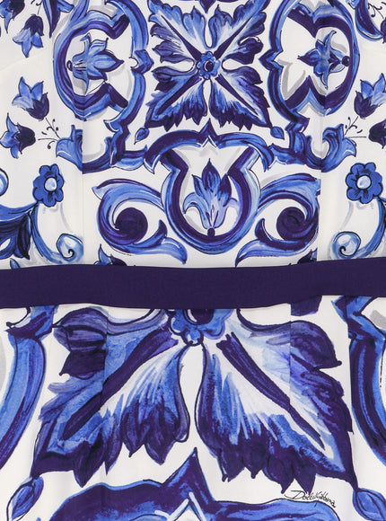 Dolce & Gabbana Silk Blend Dress With Maiolica Print