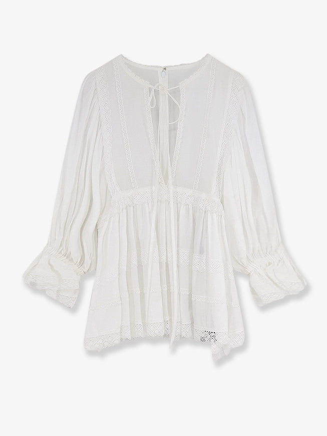 Dolce & Gabbana Cotton Shirt With Laces Profiles 40 Bianco