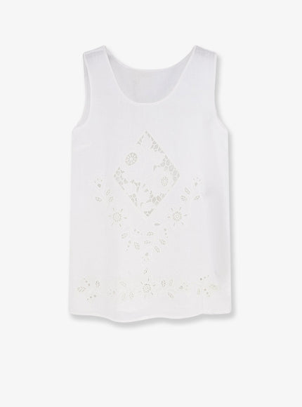 Dolce & Gabbana Linen Top With Floral Embroideries 40 Bianco