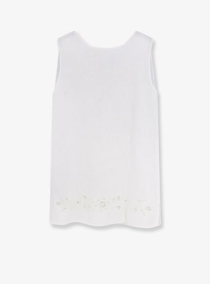 Dolce & Gabbana Linen Top With Floral Embroideries