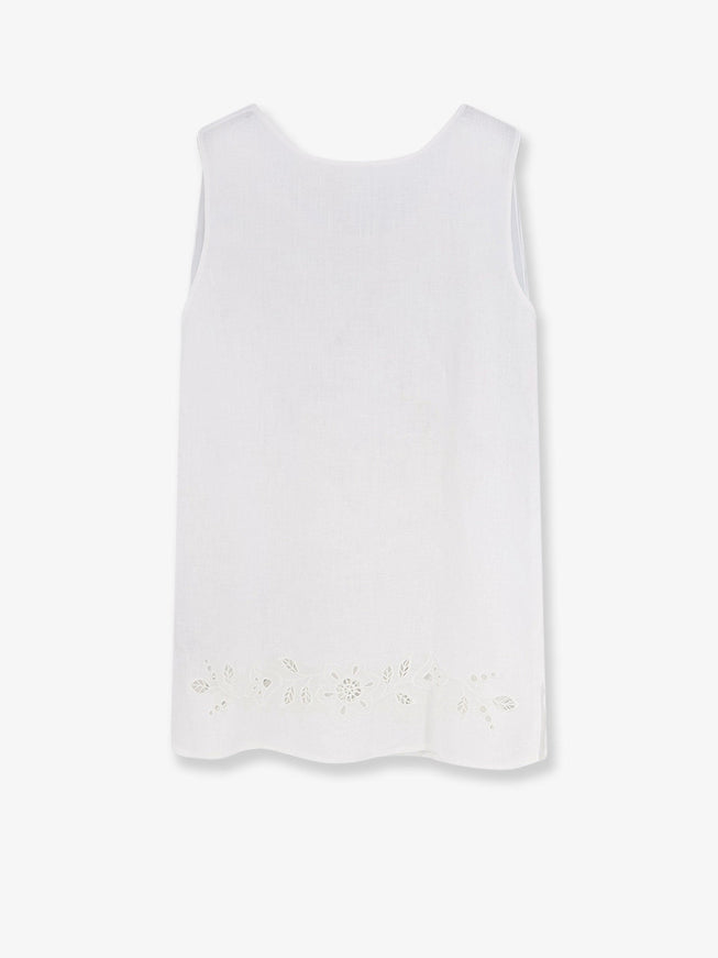 Dolce & Gabbana Linen Top With Floral Embroideries