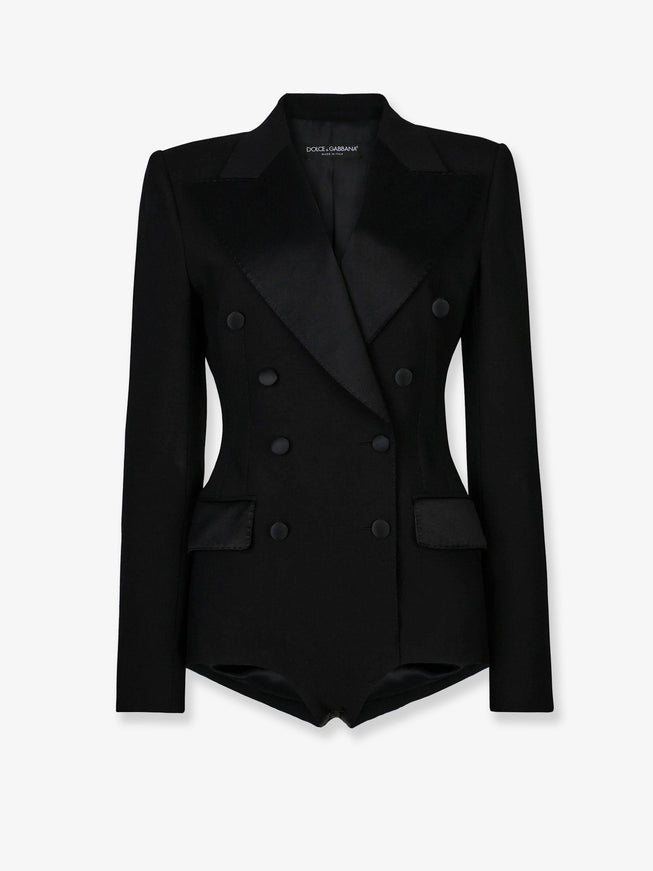 Dolce & Gabbana Virgin Wool Blend Tuxedo Blazer With Body Detail 40 Nero