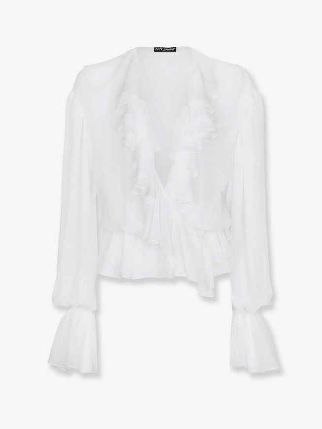 Dolce & Gabbana Chiffon Shirt With Volant 40 Bianco