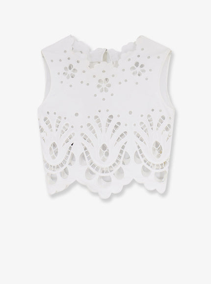 Dolce & Gabbana Cotton Crop Top With Cut-Out Embroidery 40 Bianco