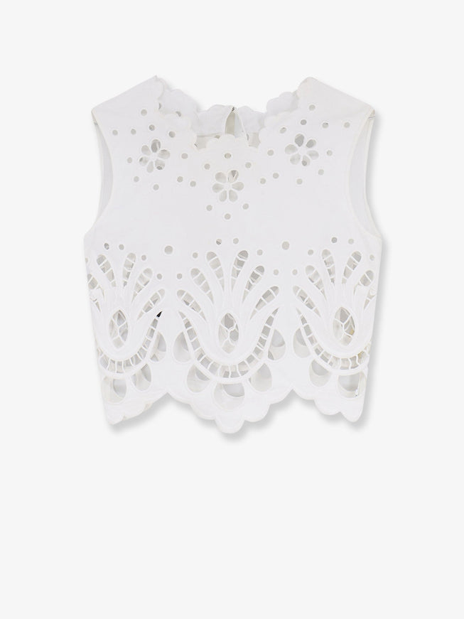 Dolce & Gabbana Cotton Crop Top With Cut-Out Embroidery 40 Bianco
