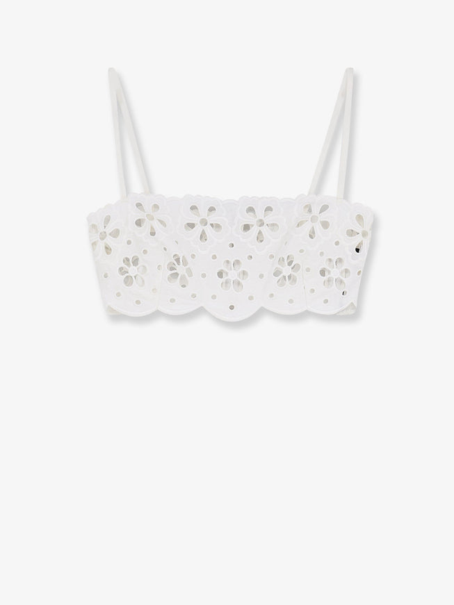 Dolce & Gabbana Cotton Top With Cut-Out Embroidery 40 Bianco