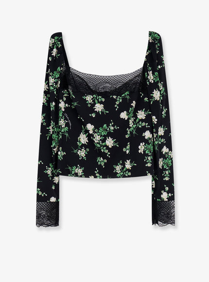 Dolce & Gabbana Silk Top With Floral Print Nero