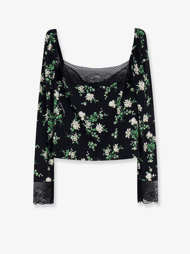 Dolce & Gabbana Silk Top With Floral Print Nero