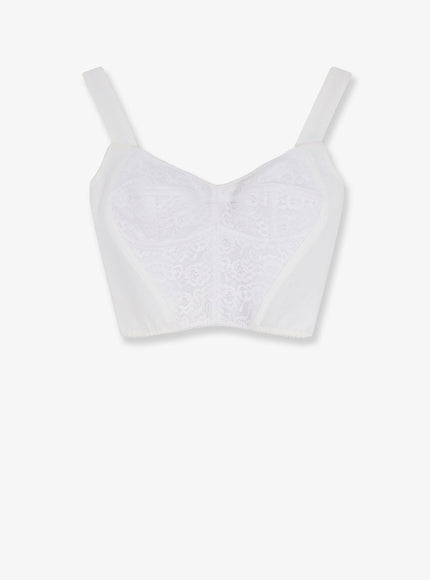 Dolce & Gabbana Bustier Top With Lace Inserts Bianco