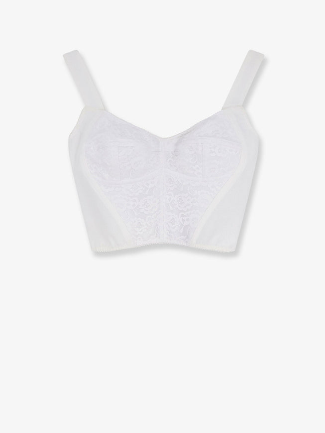 Dolce & Gabbana Bustier Top With Lace Inserts Bianco