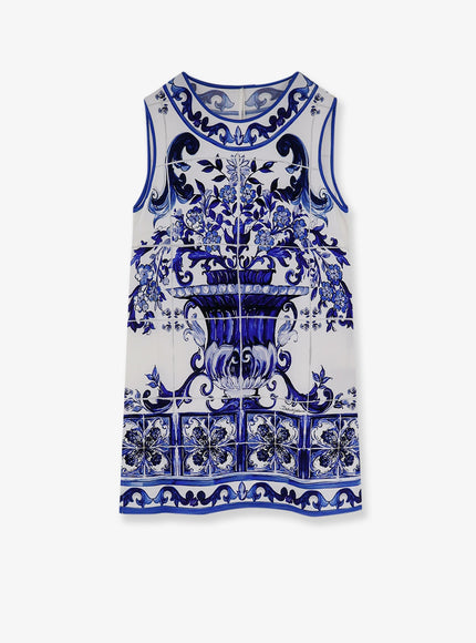 Dolce & Gabbana Silk Top With Maiolica Print Blu