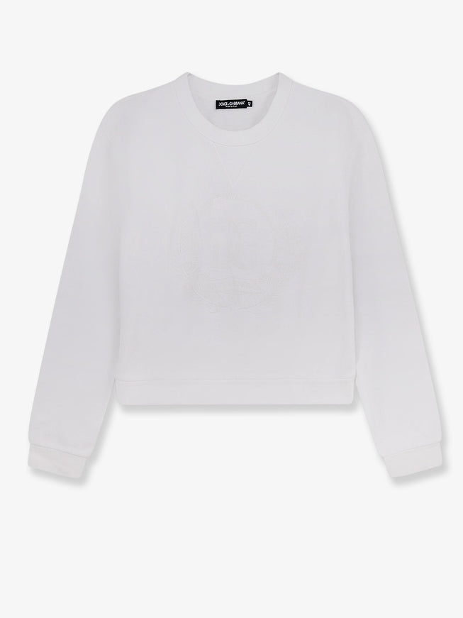 Dolce & Gabbana Cotton Sweatshirt With Logo Embroidery 42 Bianco