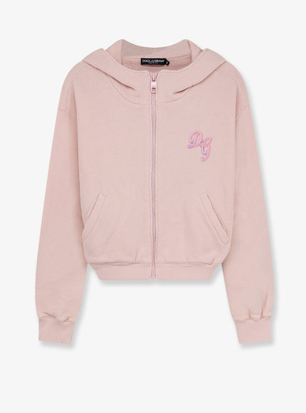 Dolce & Gabbana Cotton Sweatshirt With Embroidered Logo On The Front 40 Rosa