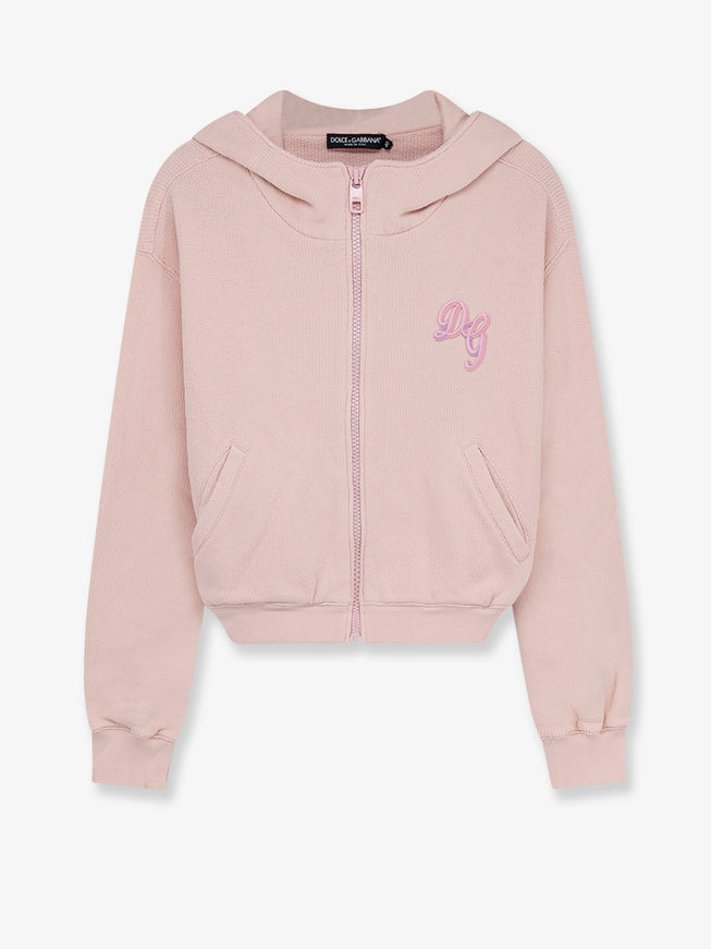 Dolce & Gabbana Cotton Sweatshirt With Embroidered Logo On The Front 40 Rosa