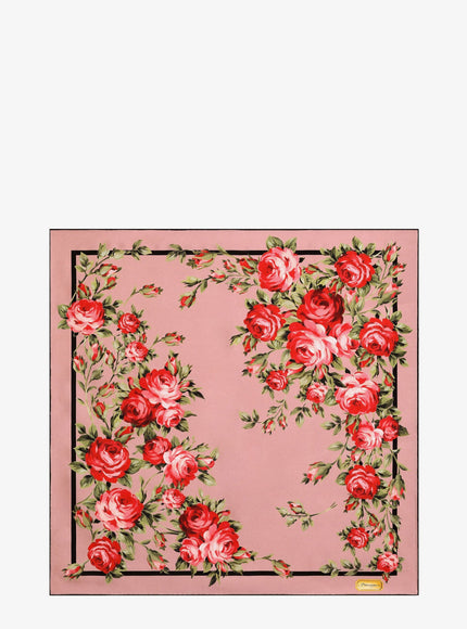 Dolce & Gabbana Silk Foulard With Roselline Print Uni Celeste