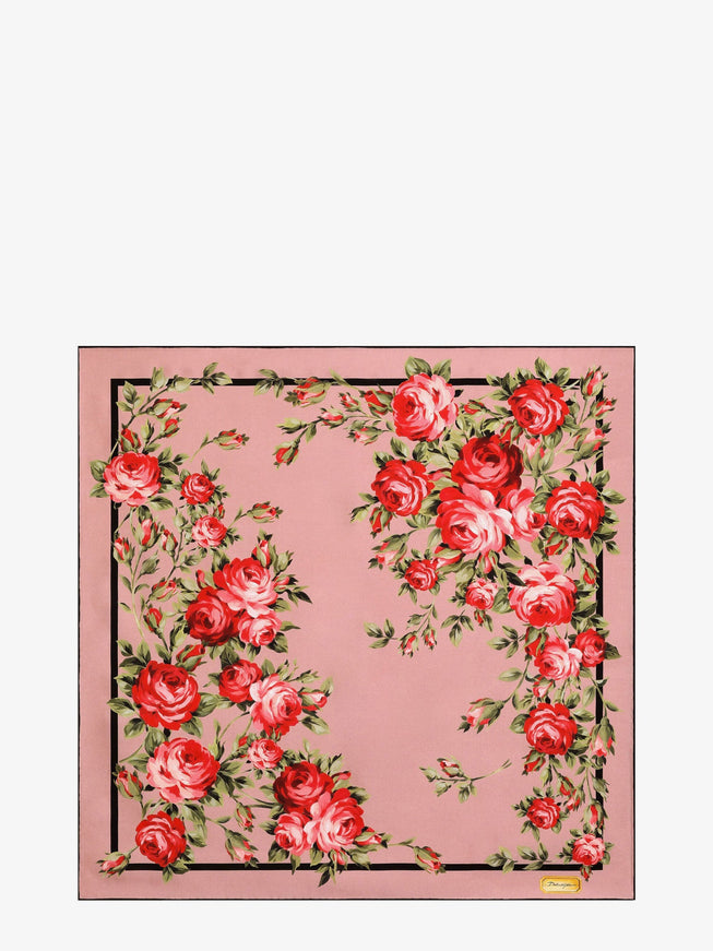 Dolce & Gabbana Silk Foulard With Roselline Print Uni Celeste