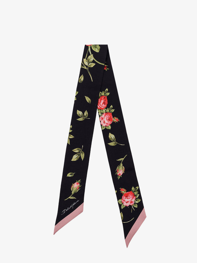 Dolce & Gabbana Silk Twill Bandeau With Bouquet Rose Print Uni Bouquetrosenero