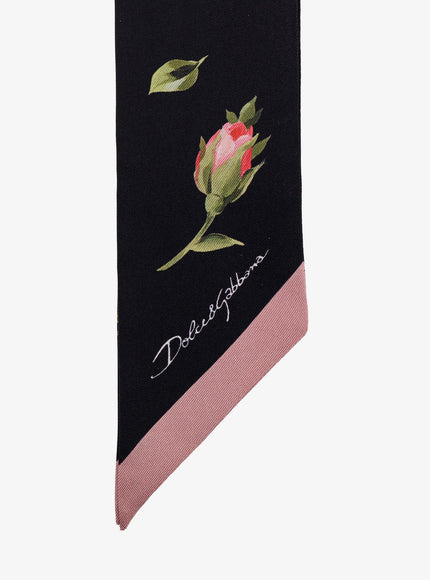 Dolce & Gabbana Silk Twill Bandeau With Bouquet Rose Print
