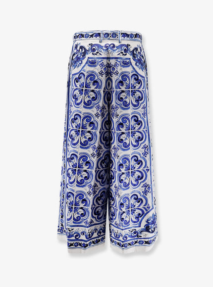 Dolce & Gabbana Cotton Trousers With Maiolica Print