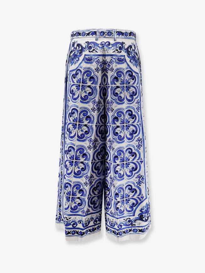 Dolce & Gabbana Cotton Trousers With Maiolica Print