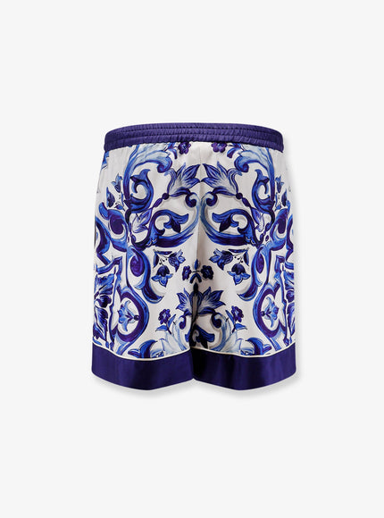 Dolce & Gabbana Silk Shorts With Maiolica Print